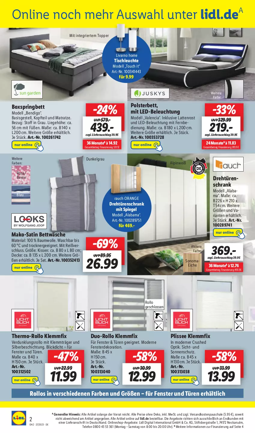 Aktueller Prospekt Lidl - Aktionsprospekt - von 03.07 bis 08.07.2023 - strona 56 - produkty: angebot, angebote, Bau, baumwolle, beere, beleuchtung, bett, bettwäsche, boxspringbett, decke, dekoration, dell, drehtürenschrank, eis, elle, erde, Ergee, fenster, Fenster und Türen, fernbedienung, kissen, latte, lattenrost, led-beleuchtung, Leuchte, LG, Liege, mako-satin bettwäsche, matratze, mit fernbedienung, mit led-beleuchtung, Mode, ndk, orange, polsterbett, Rauch, reis, rel, Ria, ring, Schal, Schale, Schrank, sonnenschutz, spiegel, telefon, thermo-rollo, Ti, tisch, tischleuchte, topper, Trockner, türenschrank, uhr, und matratze, verdunklungsrollo, wolle