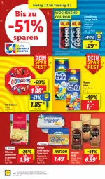 Gazetka promocyjna Lidl - Aktionsprospekt - Gazetka - ważna od 08.07 do 08.07.2023 - strona 52 - produkty: angebot, Bona, butter, coupon, drink, drucker, eis, eistee, emmentaler, energy drink, Engel, kerze, meggle, Milbona, Nescafé, nescafé gold, papier, pfanne, Pfanner, reis, Streichzart, tee, Ti, ZTE