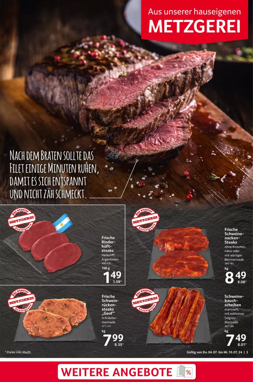 Aktueller Prospekt Selgros - Food - von 04.07 bis 10.07.2024 - strona 3 - produkty: angebot, angebote, Bau, bier, braten, kräuter, LG, marinade, natur, schwein, schweine, steak, steaks, Ti, wein, weine