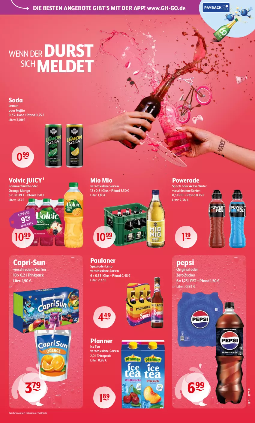 Aktueller Prospekt Getraenke Hoffmann - Prospekte - von 05.10 bis 10.10.2026 - strona 3 - produkty: angebot, angebote, Cap, capri-sun, eis, früchte, gin, ice tea, limo, mango, Mio Mio, mojito, orange, Paula, paulaner, pepsi, pfanne, Pfanner, Soda, Spezi, Sport, Ti, volvic, zucker