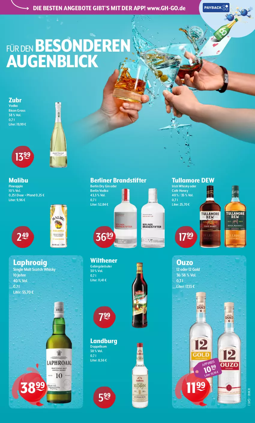 Aktueller Prospekt Getraenke Hoffmann - Prospekte - von 05.10 bis 10.10.2026 - strona 5 - produkty: angebot, angebote, Apple, berliner, doppelkorn, dry gin, eis, gin, korn, kräuter, laphroaig, Malibu, ouzo, scotch, scotch whisky, single malt, stifte, Ti, tullamore, tullamore dew, vodka, whisky, wilthener