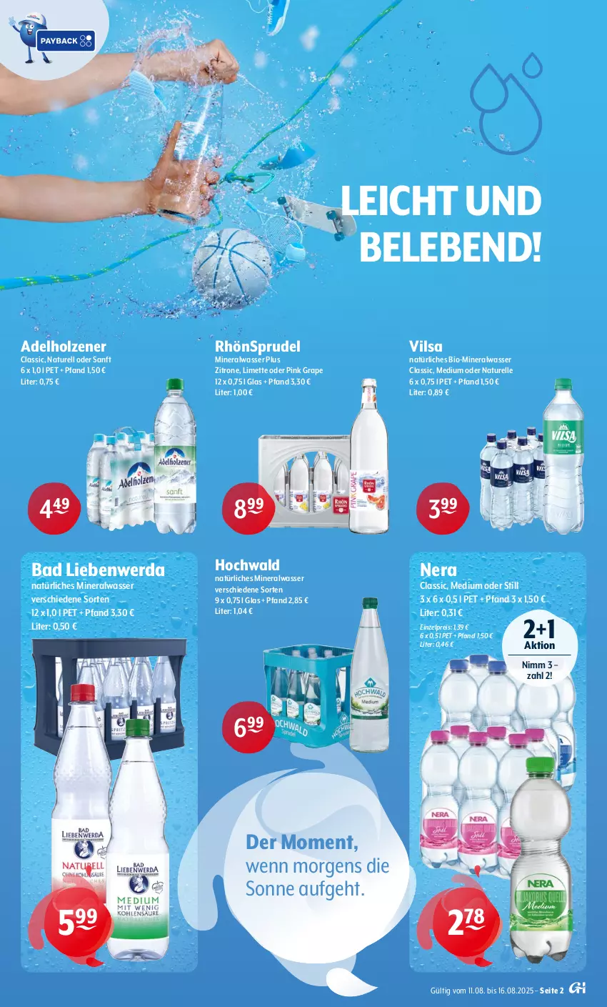 Aktueller Prospekt Getraenke Hoffmann - Prospekte - von 11.08 bis 16.08.2025 - strona 2 - produkty: adelholzener, Alwa, Bad, Bad Liebenwerda, bio, eis, elle, hochwald, Holz, limette, Mett, mineralwasser, Mineralwasser Classic, natur, natürliches mineralwasser, reis, rel, RhönSprudel, Sprudel, Ti, vilsa, wasser, zitrone