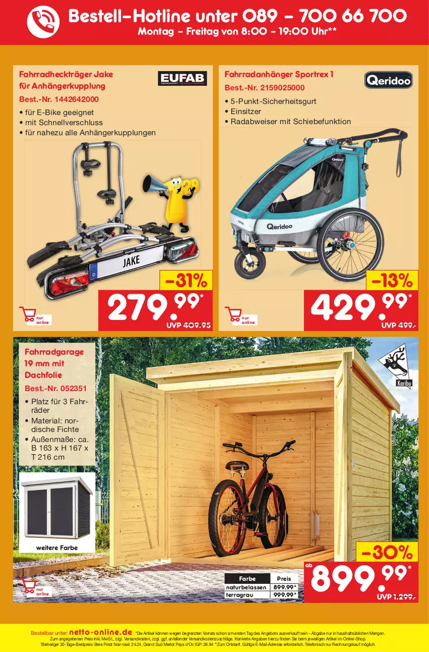 Aktueller Prospekt Netto Marken-Discount - Filial-Angebote - von 08.05 bis 13.05.2023 - strona 47 - produkty: angebot, Anhänger, bestpreis, bree, E-Bike, eis, Fahrrad, Fahrradheckträger, grand sud, Heckträger, mam, merl, merlot, natur, ndk, Pinot, pinot noir, reis, Ria, Sport, telefon, Ti, uhr, ZTE