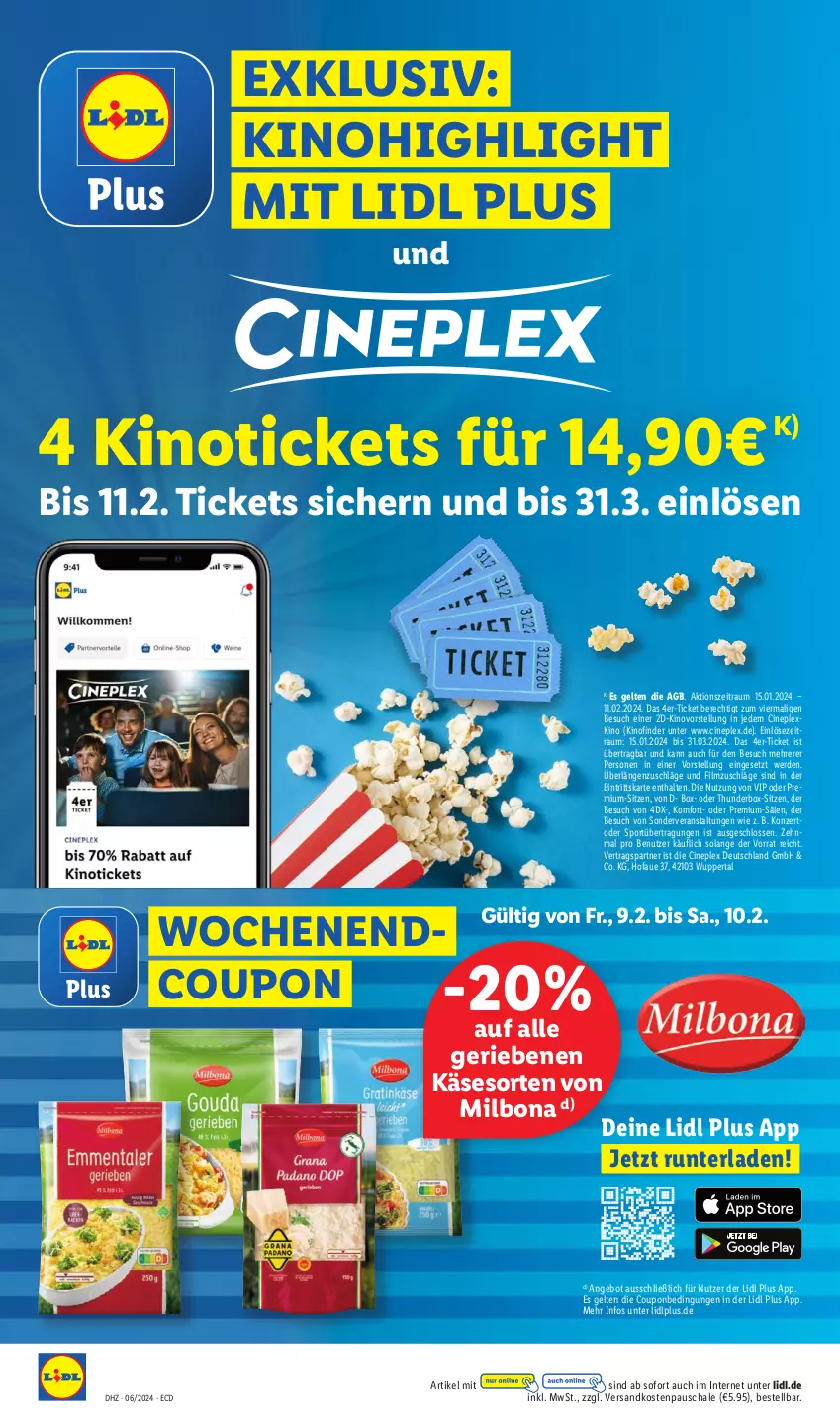 Aktueller Prospekt Lidl - Aktionsprospekt - von 05.02 bis 10.02.2024 - strona 10 - produkty: angebot, Bona, cin, coupon, erde, Käse, Milbona, ndk, Schal, Schale, Sport, Ti