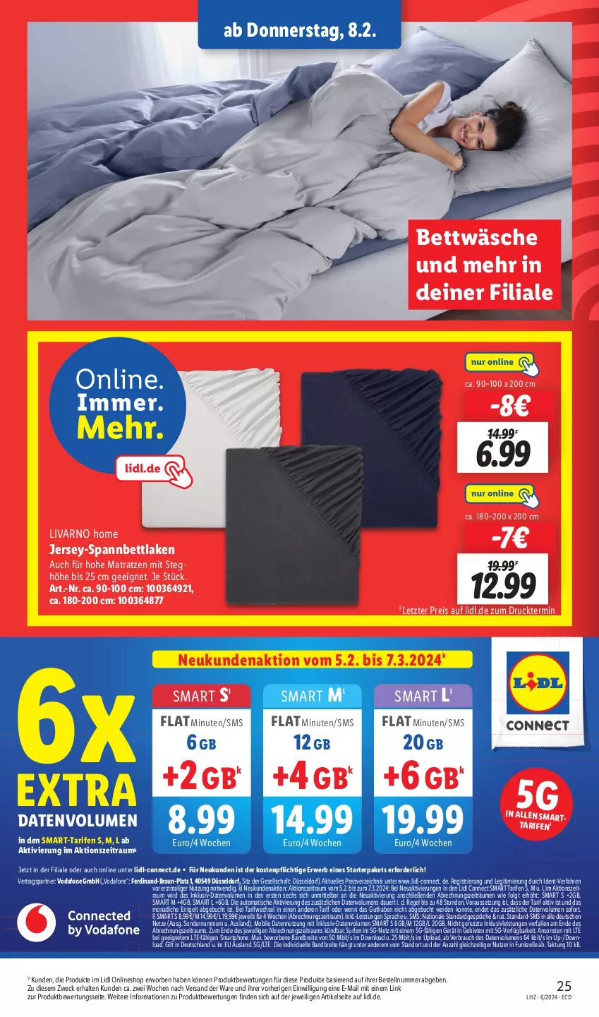 Aktueller Prospekt Lidl - Aktionsprospekt - von 05.02 bis 10.02.2024 - strona 31 - produkty: auer, auto, bett, bettwäsche, braun, Brei, buch, eis, elle, erde, inklusivleistungen, LG, matratze, matratzen, Rauch, reis, rwe, smartphone, spannbettlaken, Surf, Ti, tisch, vodafone, weck, ZTE