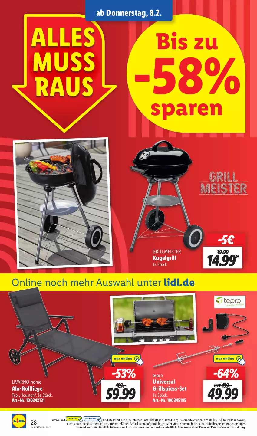 Aktueller Prospekt Lidl - Aktionsprospekt - von 05.02 bis 10.02.2024 - strona 34 - produkty: angebot, dell, eis, elle, grill, Kugel, kugelgrill, LG, Liege, Meister, Mode, ndk, reis, Schal, Schale, tepro, Ti, ZTE