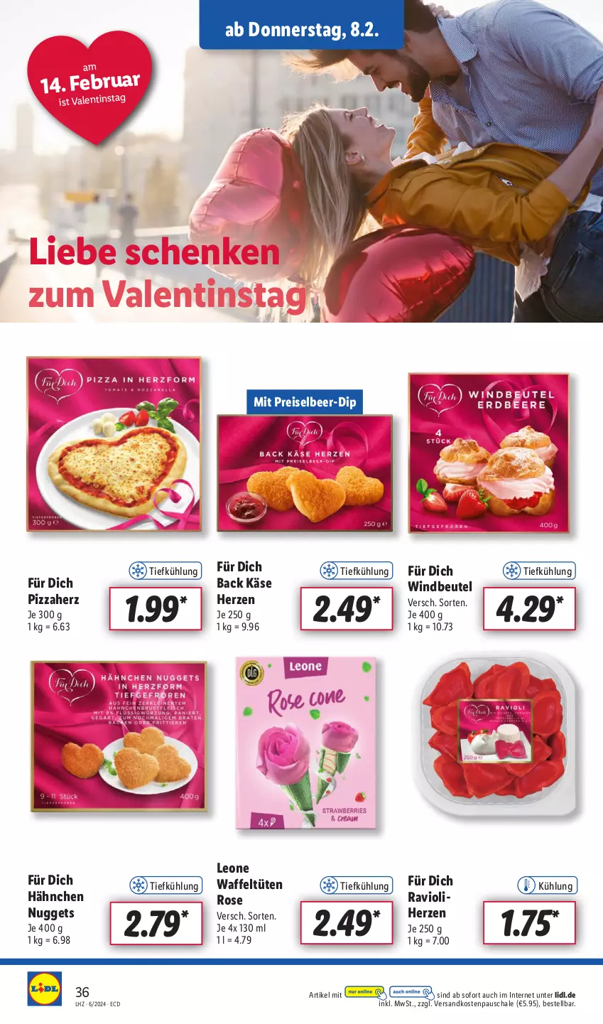 Aktueller Prospekt Lidl - Aktionsprospekt - von 05.02 bis 10.02.2024 - strona 48 - produkty: beutel, dip, eis, Käse, ndk, nuggets, pizza, ravioli, reis, Schal, Schale, Ti, Tüte, Windbeutel