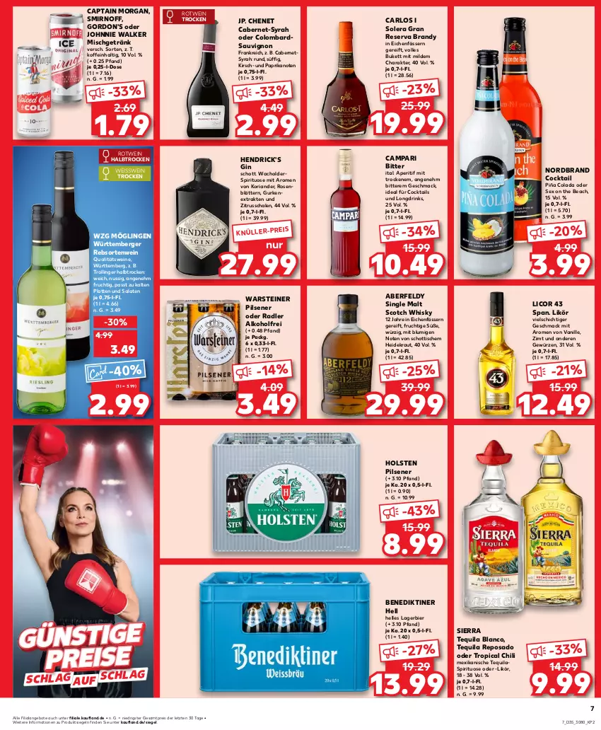 Aktueller Prospekt Kaufland - Prospekt - von 29.08 bis 04.09.2024 - strona 7 - produkty: alkohol, angebot, angebote, aperitif, arlo, Benediktiner, Berger, bier, cabernet, campari, Cap, captain morgan, chili, cocktail, cocktails, cola, drink, drinks, eis, elle, frucht, getränk, gewürz, gin, gordon, gordon's, gurke, gurken, Heidekraut, Hendrick's Gin, holsten, holsten pilsener, johnnie walker, kirsch, Koriander, Kraut, Lagerbier, latte, licor, licor 43, likör, mac, nordbrand, nuss, oder radler, paprika, pils, pilsener, qualitätswein, qualitätsweine, radler, reis, Ria, ring, rosen, rotwein, salat, salate, sauvignon, Schal, Schale, schott, scotch, scotch whisky, Sierra, sierra tequila, single malt, smirnoff, steiner, tequila, Ti, tisch, trolli, trollinger, vanille, warsteiner, wein, weine, whisky, ZTE