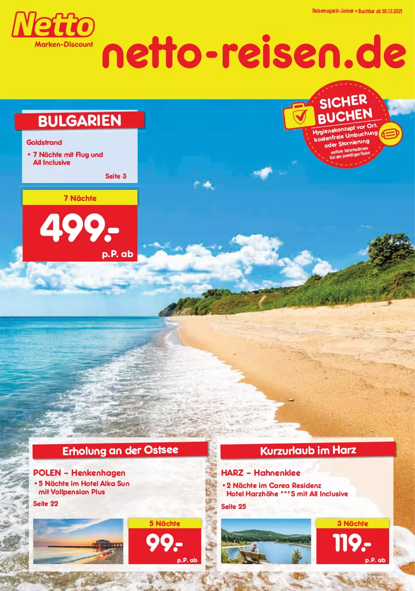 Aktueller Prospekt Netto Marken-Discount - Reisemagazin Januar - von 01.01 bis 31.01.2022 - strona 1 - produkty: buch, eis, HP, LG, magazin, reis, Ti