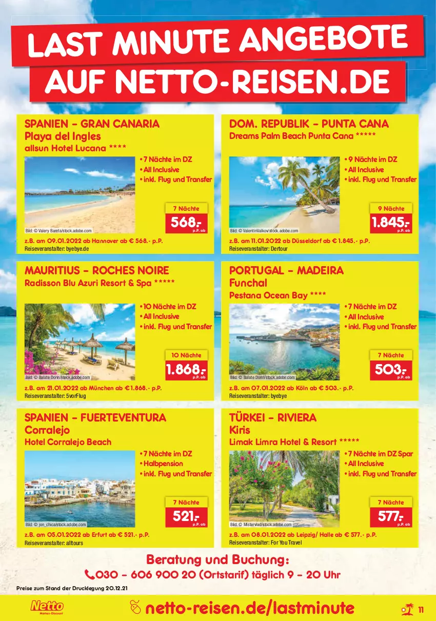 Aktueller Prospekt Netto Marken-Discount - Reisemagazin Januar - von 01.01 bis 31.01.2022 - strona 11 - produkty: angebot, angebote, buch, eis, kiri, reis, reiseveranstalter, Ria, Ti, uhr, Yo