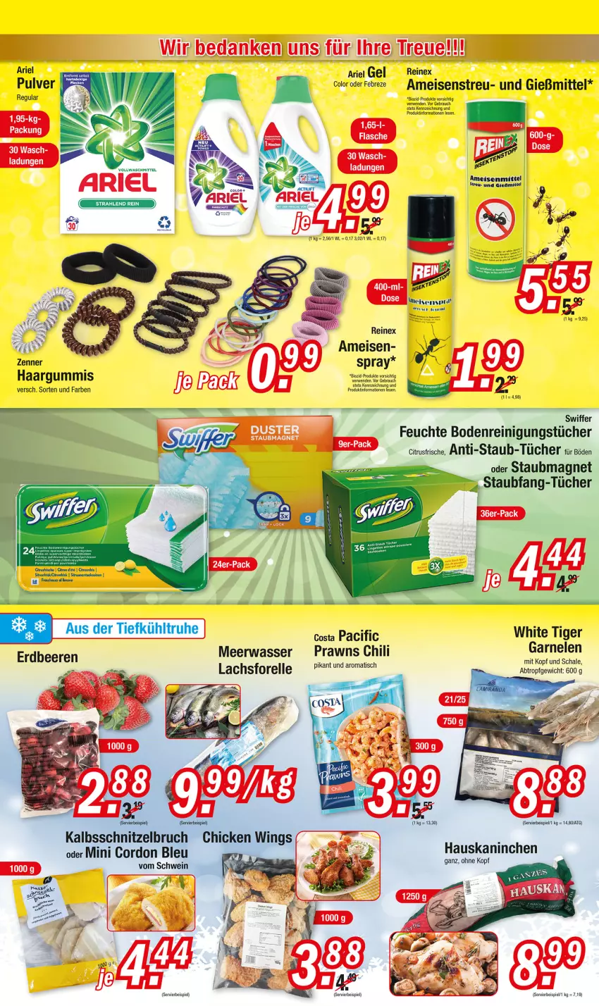 Aktueller Prospekt Zimmermann - Prospekte - von 04.04.2021 bis 09.04.2022 - strona 3 - produkty: ariel, Bau, bio, bree, chili, Cif, citrus, eis, flasche, gordon, lachs, Meerwasser, prawns, Rauch, Reinigung, reinigungstücher, rel, rwe, schwein, staubmagnet, swiffer, Ti, tücher, wasser, wein