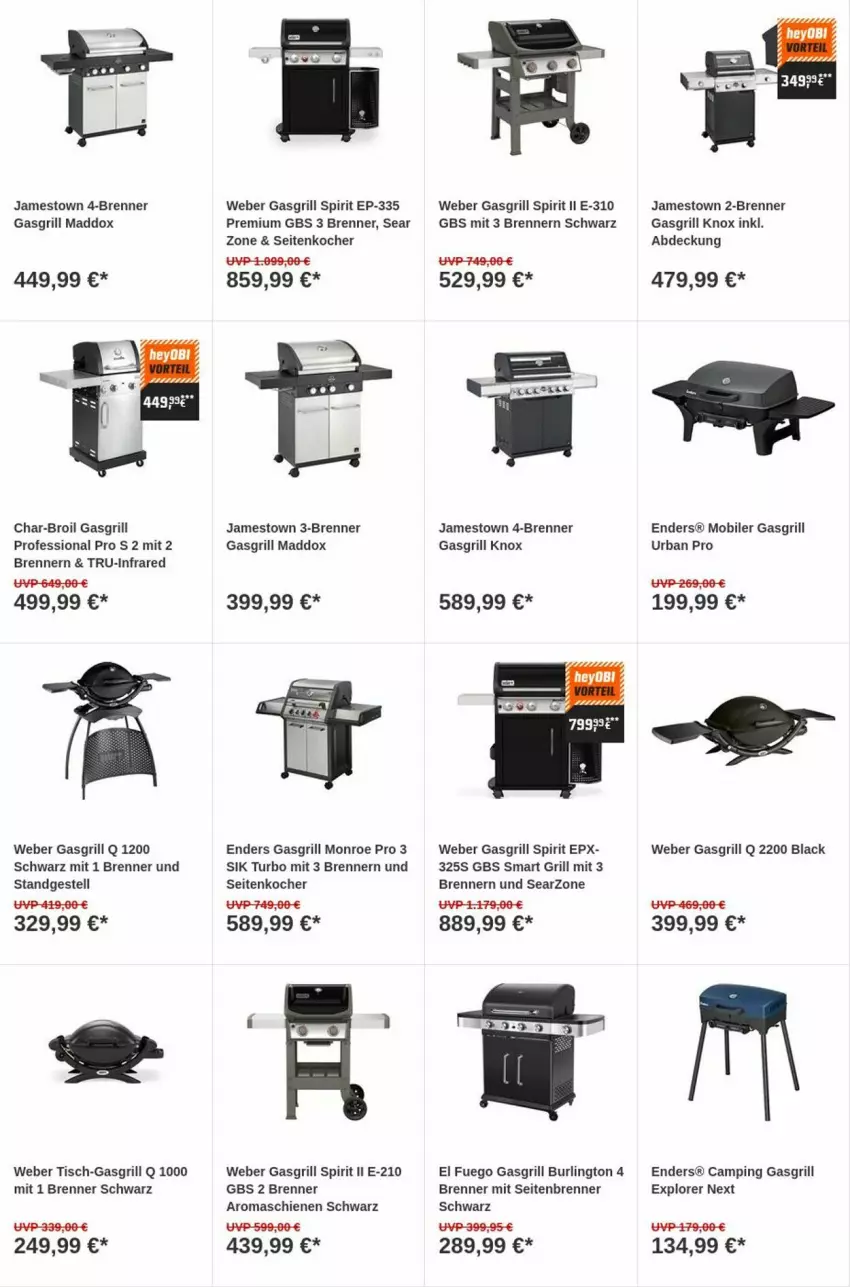 Aktueller Prospekt Obi - Prospekte - von 08.08 bis 16.08.2023 - strona 4 - produkty: char-broil, enders, gasgrill, grill, Kocher, lack, Ti, tisch, weber, Yo