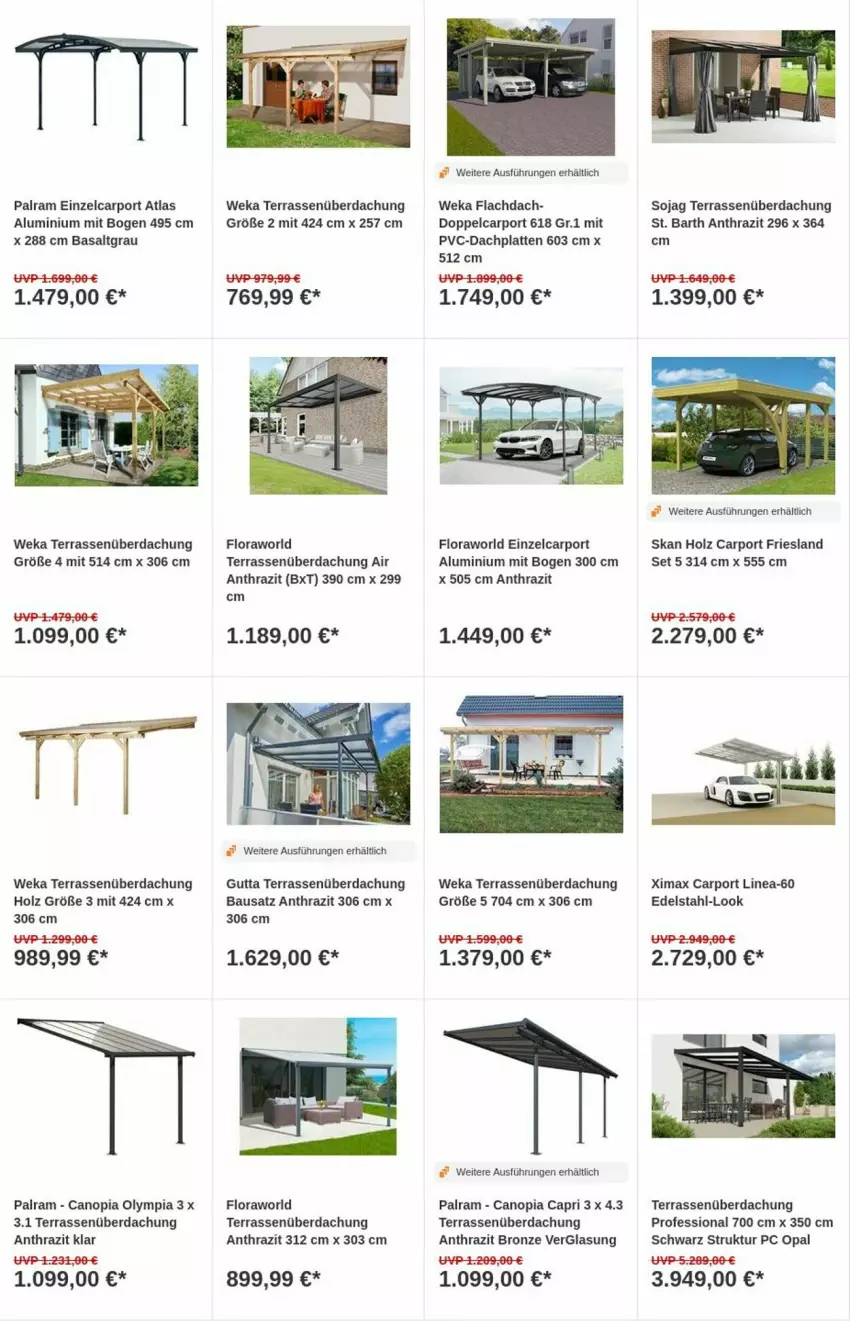 Aktueller Prospekt Obi - Prospekte - von 08.08 bis 16.08.2023 - strona 8 - produkty: Bau, Cap, Carport, edelstahl, Holz, HP, latte, soja, Terrassenüberdachung, weka