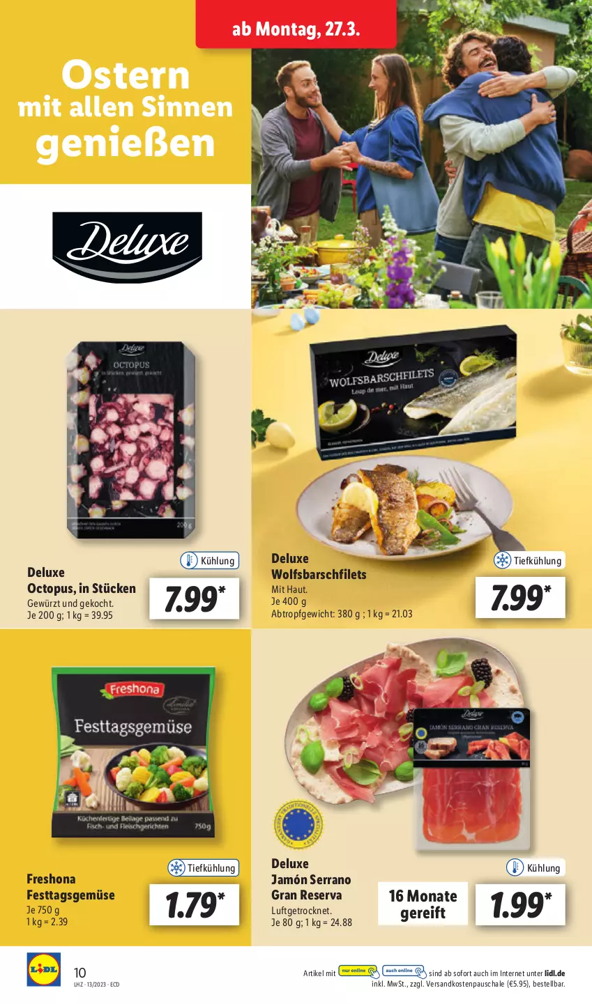 Aktueller Prospekt Lidl - Aktionsprospekt - von 27.03 bis 01.04.2023 - strona 12 - produkty: filet, filets, gewürz, jamón serrano, ndk, Schal, Schale, serrano, Ti, wolfsbarsch