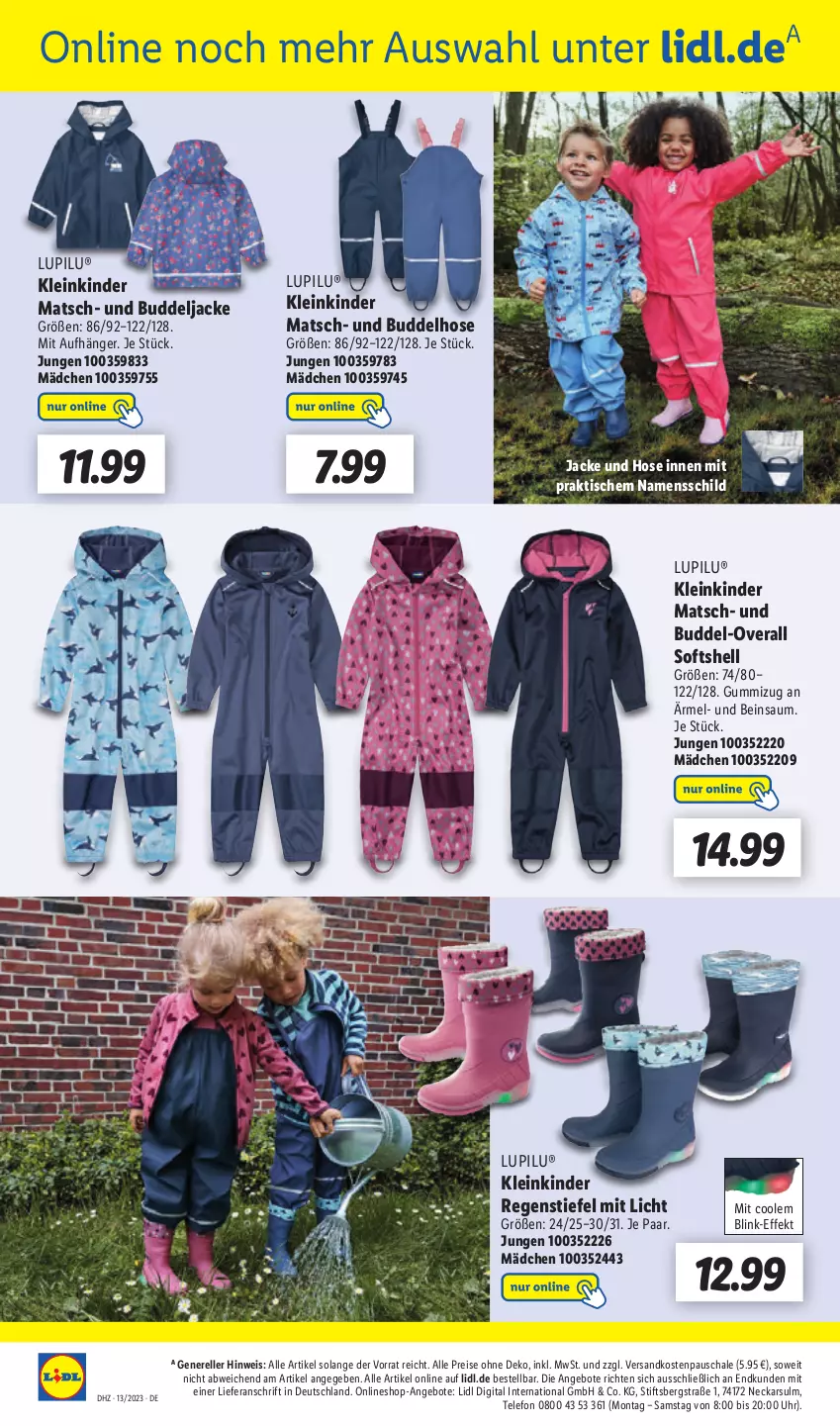 Aktueller Prospekt Lidl - Aktionsprospekt - von 27.03 bis 01.04.2023 - strona 54 - produkty: angebot, angebote, eis, elle, hose, Jacke, Kinder, lupilu, ndk, Overall, reis, rel, Schal, Schale, telefon, Ti, tisch, uhr