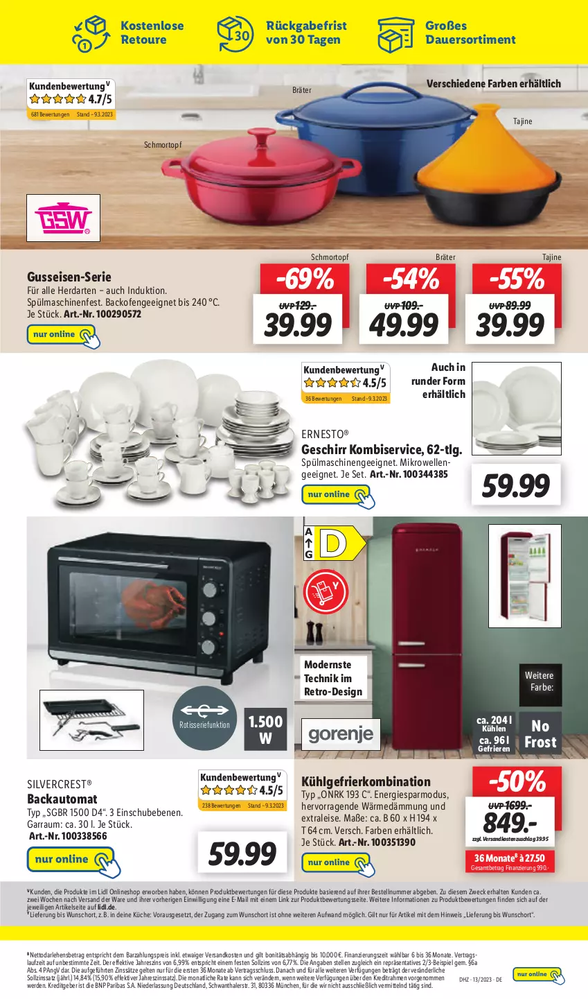 Aktueller Prospekt Lidl - Aktionsprospekt - von 27.03 bis 01.04.2023 - strona 55 - produkty: auer, auto, backofen, Bebe, eis, elle, erde, ernesto, garraum, gefrierkombination, geschirr, herdarten, Kombiservice, küche, LG, mikrowelle, Mode, ndk, Ofen, reis, silvercrest, spülmaschinen, Ti, topf, weck