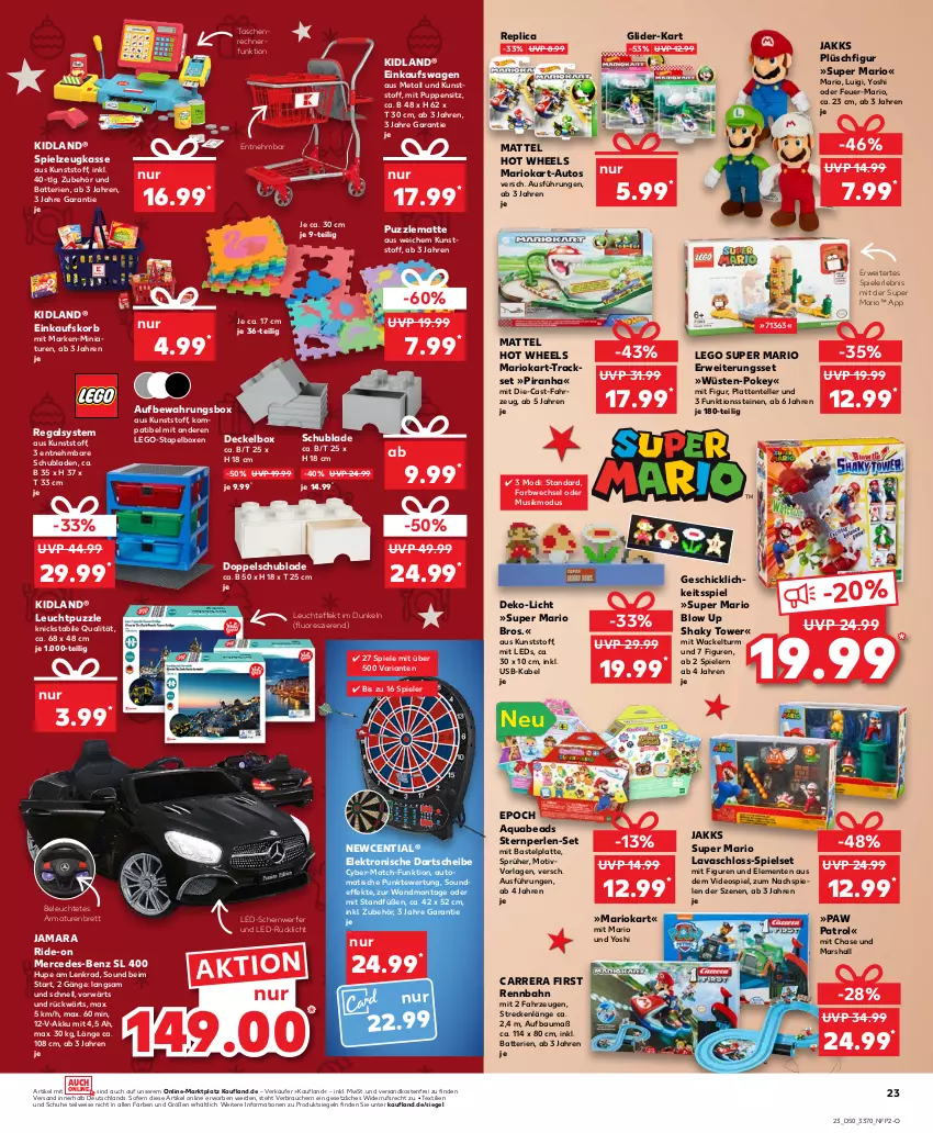 Aktueller Prospekt Kaufland - von 15.12 bis 21.12.2022 - strona 23 - produkty: akku, aqua, armatur, armaturen, aufbewahrungsbox, auto, batterie, batterien, Bau, Carrera, decke, Deckel, deo, einkaufskorb, eis, Elektro, elle, ente, erde, Hot Wheels, korb, latte, leds, Leuchte, LG, mars, Mattel, ndk, nerf, Paw Patrol, perlen, Plüsch, Puppe, Puzzle, Rauch, regal, Ria, rücklicht, rwe, schubladen, schuhe, Spiele, spielzeug, Tasche, taschen, teller, Ti, tisch, usb, versandkostenfrei, Yo