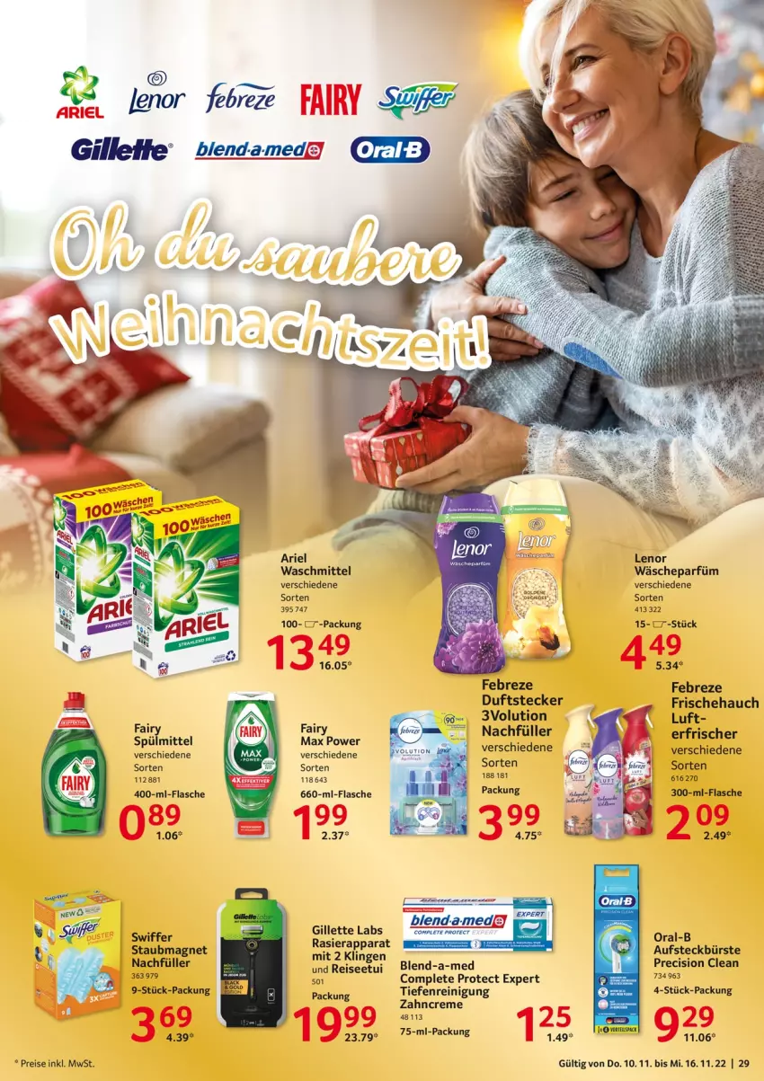 Aktueller Prospekt Selgros - Food - von 10.11 bis 16.11.2022 - strona 29 - produkty: blend-a-med, bürste, creme, eis, fairy, febreze, flasche, gillette, lenor, oral-b, precision clean, Reinigung, reis, spülmittel, swiffer, Ti, wäscheparfüm, waschmittel, zahncreme