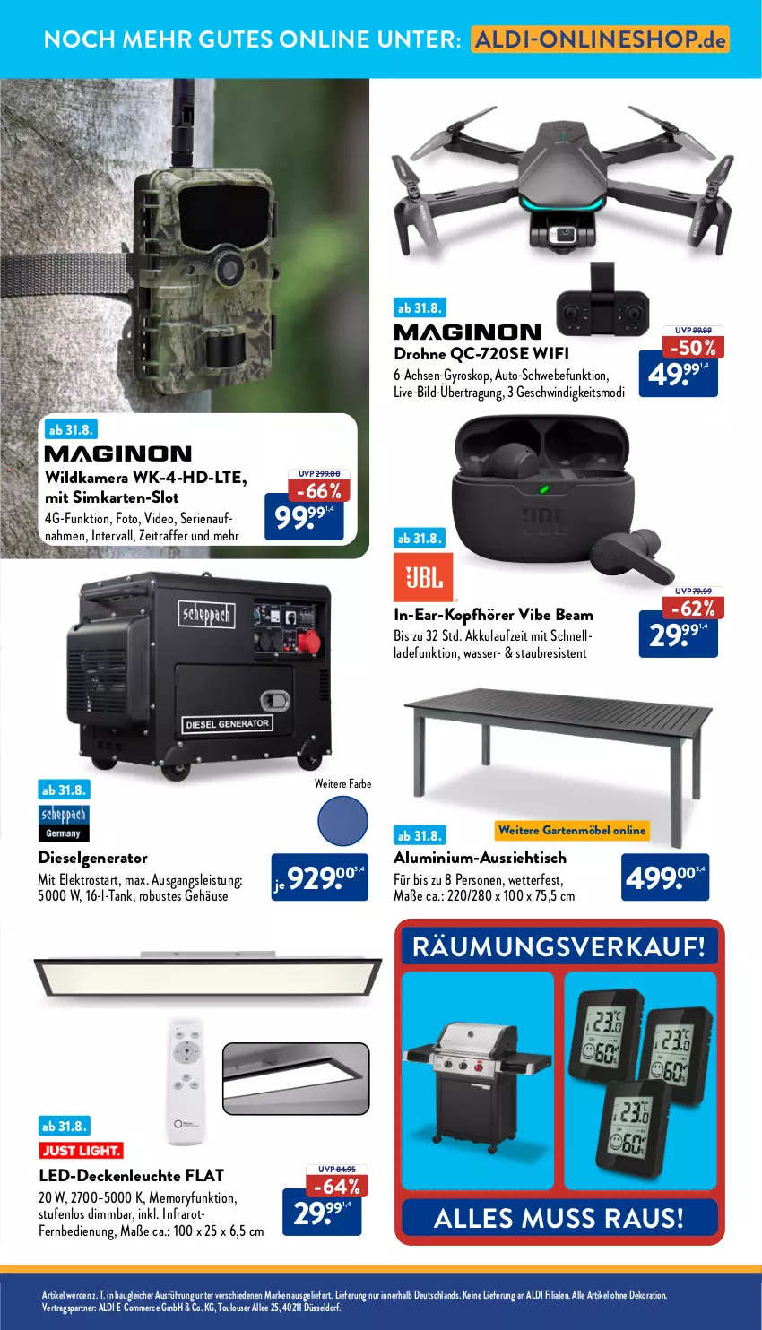 Aktueller Prospekt Aldi Nord - Von Montag - von 01.09 bis 06.09.2025 - strona 33 - produkty: akku, aldi, auto, Bau, decke, deckenleuchte, dekoration, deo, Diesel, Drohne, eis, Elektro, erde, fernbedienung, Garten, gartenmöbel, gyros, in-ear-kopfhörer, kamera, kopfhörer, led-deckenleuchte, Leuchte, LG, möbel, schnellladefunktion, sim, Ti, tisch, wasser, Wild, Wildkamera