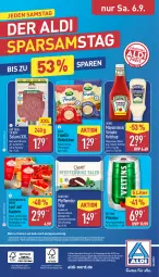Gazetka promocyjna Aldi Nord - Von Montag - Gazetka - ważna od 06.09 do 06.09.2025 - strona 36 - produkty: aldi, arla, aus der tiefkühlung, auto, beutel, coppenrath, finello, flasche, gin, heinz, Käse, ketchup, kuchen, Lust auf Kuchen, mac, magazin, mayonnaise, papier, pfeffer, pils, pilsener, Reibekäse, salami, schoko, schokolade, telefon, Ti, veltins, veltins pilsener, Yo, Zartbitterschokolade, ZTE