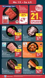 Gazetka promocyjna Aldi Nord - Von Montag - Gazetka - ważna od 06.09 do 06.09.2025 - strona 4 - produkty: bio, braten, brustfilet, eis, ente, filet, filets, fleisch, gewürz, grill, hackfleisch, kräuter, lachs, lachsfilet, lachsfilets, lamm, Lammfilets, latte, marinade, minutenschnitzel, minutensteaks, Ofen, rind, rinder, rinderhackfleisch, rwe, schnitzel, schwein, schweine, schweinerücken, steak, steaks, Ti, tisch, wein, weine