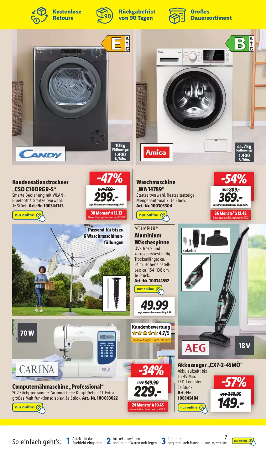 Aktueller Prospekt Lidl - Wochen-Highlights im Onlineshop - von 27.06 bis 03.07.2022 - strona 11 - produkty: akku, aqua, AquaPur, auer, auto, computer, HP, korb, LED-Leuchte, Leuchte, leuchten, Nähmaschine, ndk, pute, Ti, tisch, Trockner, wäschespinne, waschmaschine, waschmaschinen