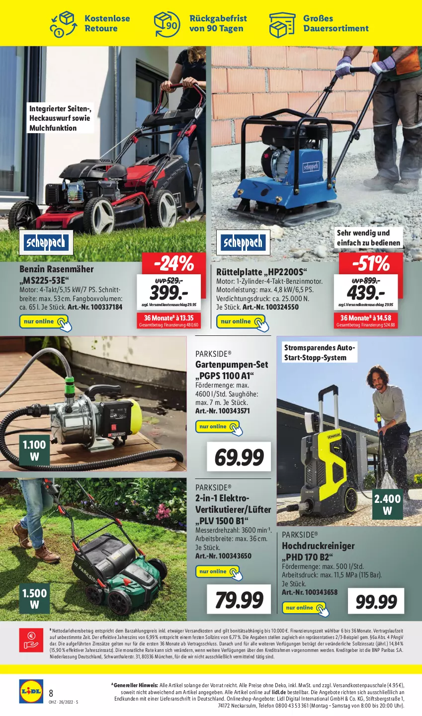 Aktueller Prospekt Lidl - Wochen-Highlights im Onlineshop - von 27.06 bis 03.07.2022 - strona 12 - produkty: angebot, angebote, auer, auto, benzin rasenmäher, Brei, eis, Elektro, elle, erde, Garten, Gartenpumpe, GPS, hochdruckreiniger, HP, latte, messer, ndk, Parkside, rasen, rasenmäher, reiniger, reis, rel, Schal, Schale, telefon, Ti, Tiere, uhr