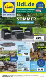 Gazetka promocyjna Lidl - Wochen-Highlights im Onlineshop - Gazetka - ważna od 03.07 do 03.07.2022 - strona 1 - produkty: ampelschirm, angebot, angebote, Couch, eis, hocker, kissen, LG, Liege, loungeset, ndk, reis, rel, relaxsessel, Ria, rückenlehne, sessel, Ti, tisch