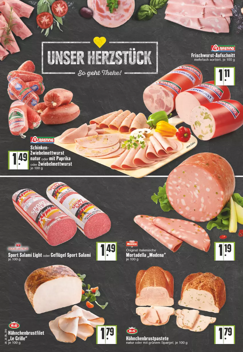 Aktueller Prospekt Edeka - Angebote der Woche - von 16.05 bis 21.05.2022 - strona 12 - produkty: aufschnitt, brustfilet, dell, filet, frischwurst-aufschnitt, gin, hähnchenbrust, hähnchenbrustfilet, mit paprika, Mode, mortadella, natur, paprika, pastete, schinken, spargel, Ti, wurst