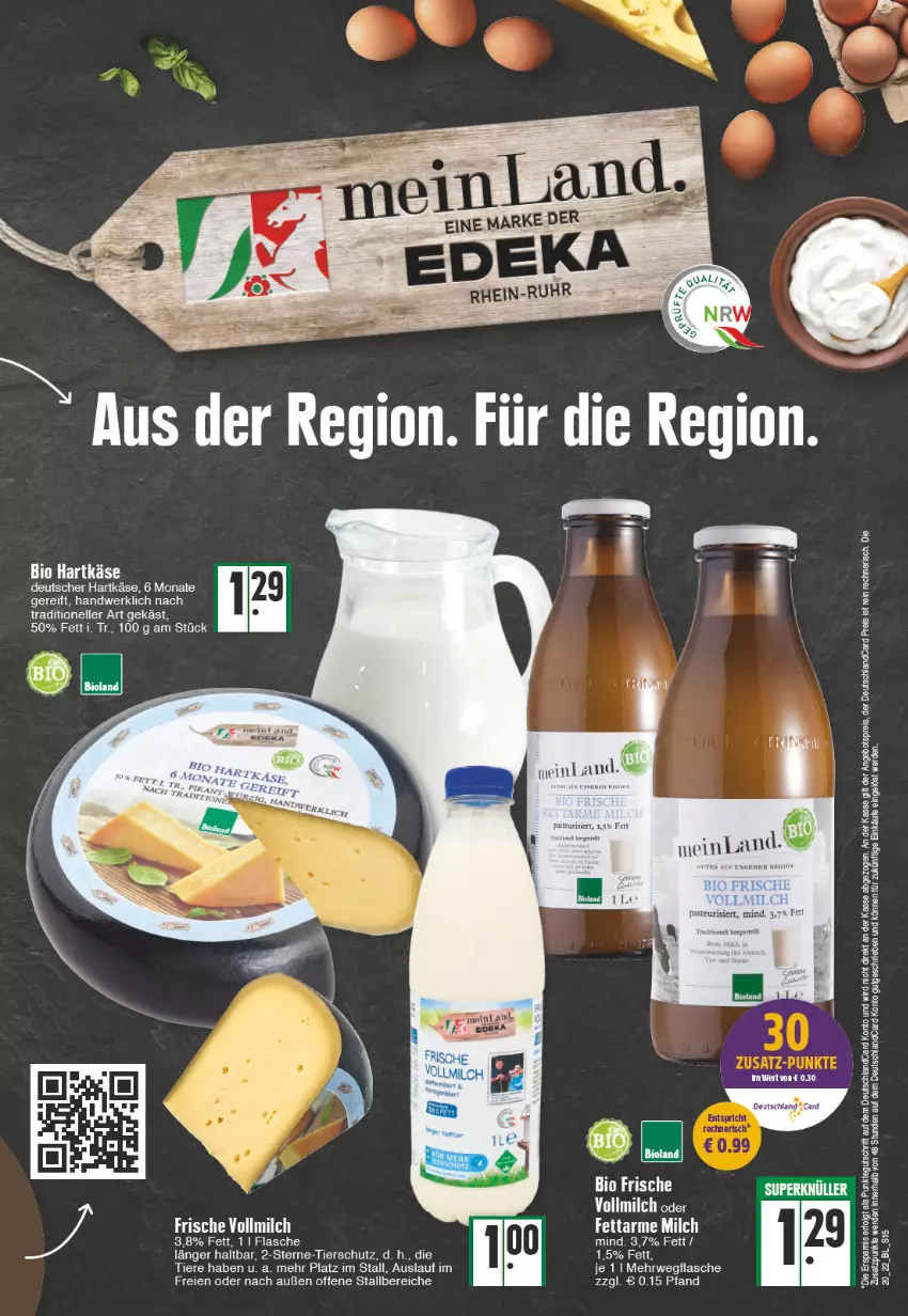 Aktueller Prospekt Edeka - Angebote der Woche - von 16.05 bis 21.05.2022 - strona 15 - produkty: angebot, angebotspreis, bio, deka, deutschlandcard, eis, elle, erde, flasche, hartkäse, Käse, LG, milch, reis, rwe, Ti, Tiere, vollmilch