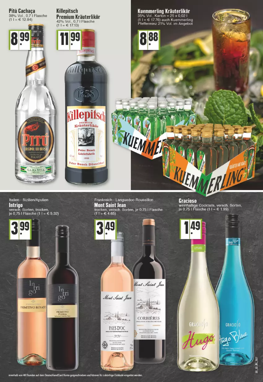 Aktueller Prospekt Edeka - Angebote der Woche - von 16.05 bis 21.05.2022 - strona 27 - produkty: angebot, Cachaca, cocktail, cocktails, deutschlandcard, erde, flasche, kräuter, kräuterlikör, kuemmerling, likör, merl, pfeffer, pils, Ti, wein