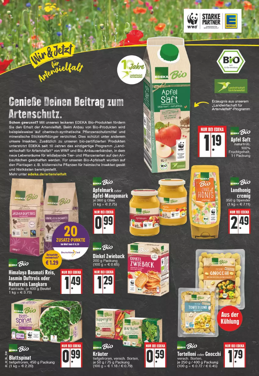 Aktueller Prospekt Edeka - Angebote der Woche - von 16.05 bis 21.05.2022 - strona 30 - produkty: apfel, apfelsaft, basmati, Basmati Reis, Bau, beutel, bio, Blüte, deka, dünger, edeka bio, eier, eis, erde, gnocchi, honig, korn, kräuter, mango, natur, pflanze, pflanzen, reis, saft, sekt, Ti, tisch, torte, tortelloni, Wild