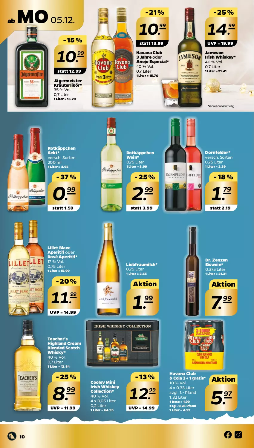 Aktueller Prospekt Netto - Woche 49 - von 05.12 bis 10.12.2022 - strona 10 - produkty: aperitif, blended scotch, blended scotch whisky, cola, dornfelder, eis, Germ, Havana Club, irish whiskey, jägermeister, jameson, kräuter, kräuterlikör, likör, lillet, Meister, milch, rotkäppchen, scotch, scotch whisky, sekt, Ti, wein, whiskey, whisky