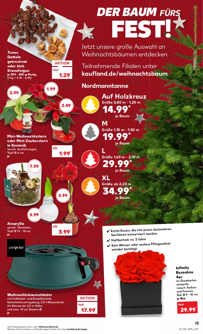 Aktueller Prospekt Kaufland - von 01.12 bis 07.12.2022 - strona 13 - produkty: angebot, angebote, Bau, Datteln, decke, erde, Feigen, Holz, Kranz, Ria, riegel, rosen, Ti, topf, wasser, wassertank, Weihnachtsbaum, Weihnachtsstern