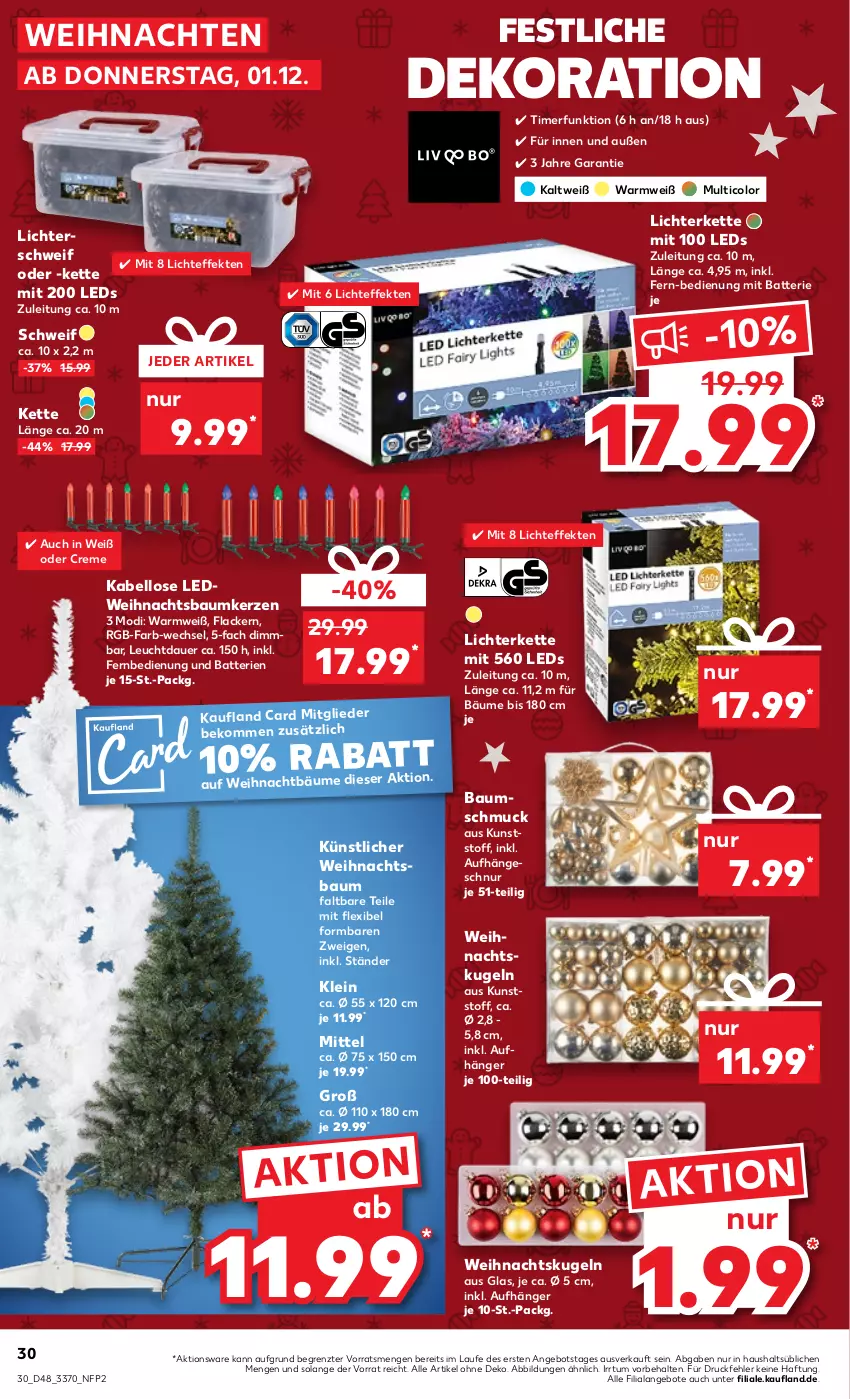 Aktueller Prospekt Kaufland - von 01.12 bis 07.12.2022 - strona 30 - produkty: angebot, angebote, auer, batterie, batterien, Bau, Baumkerzen, Baumschmuck, beko, creme, dekoration, fernbedienung, kerze, Kette, Kugel, lack, Lacke, leds, lichterkette, Schmuck, Ti, timer, weihnachten, Weihnachtsbaum, Weihnachtskugeln, ZTE