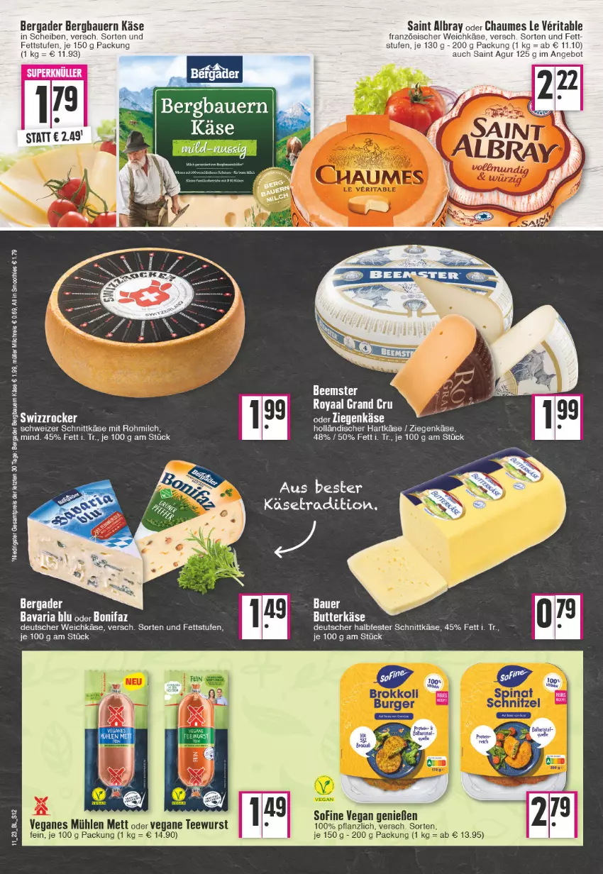 Aktueller Prospekt Edeka - Angebote der Woche - von 13.03 bis 18.03.2023 - strona 12 - produkty: albray, angebot, auer, Bau, Bauer, bavaria blu, bergader, butter, butterkäse, chaumes, deutscher weichkäse, eis, französischer weichkäse, halbfester schnittkäse, hartkäse, Käse, Mett, milch, Müller, reis, Ria, Saint Agur, saint albray, schnittkäse, smoothie, smoothies, tee, teewurst, Ti, weichkäse, wurst, ziegenkäse, ZTE