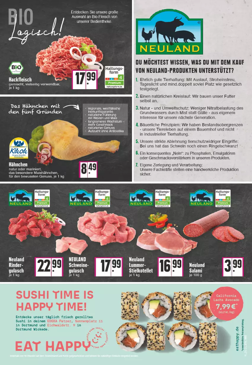 Aktueller Prospekt Edeka - Angebote der Woche - von 13.03 bis 18.03.2023 - strona 19 - produkty: auer, Bau, Bauer, bio, decke, eis, elle, ente, fleisch, gulasch, hackfleisch, LG, mac, mais, natur, nuss, reis, rel, ring, rwe, salami, schwein, schweine, Sushi, Ti, Tiere, wasser, wein, weine, WICK