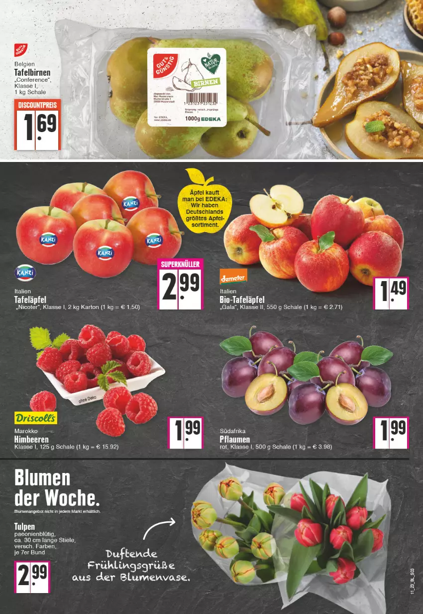 Aktueller Prospekt Edeka - Angebote der Woche - von 13.03 bis 18.03.2023 - strona 3 - produkty: angebot, beere, beeren, bio, Birnen, blume, blumen, deka, himbeer, himbeere, himbeeren, LG, Schal, Schale, tafeläpfel, tafelbirnen, Ti, Vase