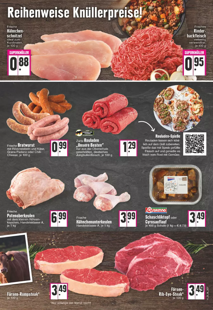 Aktueller Prospekt Edeka - Angebote der Woche - von 13.03 bis 18.03.2023 - strona 7 - produkty: bett, braten, chili, eis, fleisch, gin, grana, grana padano, gyros, hackfleisch, jungbullen, Käse, leine, LG, mit gemüse, mit röstzwiebeln, padano, Rana, röstzwiebeln, rouladen, rwe, Schal, Schale, schnitten, Speck, steak, Ti, topf, zwiebel, zwiebeln