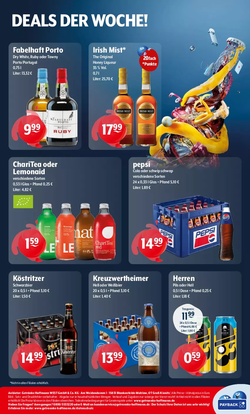 Aktueller Prospekt Getraenke Hoffmann - Prospekte - von 18.11 bis 23.11.2024 - strona 8 - produkty: abholpreise, bier, cola, eimer, eis, getränk, getränke, gewinnspiel, gin, köstritzer, liqueur, pepsi, Pepsi Cola, pils, reis, Schwip Schwap, Spiele, Tawny Port, Ti