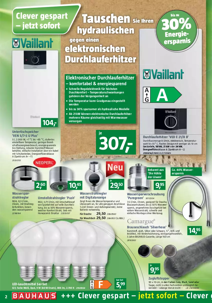 Aktueller Prospekt Bauhaus - Prospekte - von 03.09 bis 01.10.2022 - strona 2 - produkty: armatur, armaturen, batterie, Bau, Behälter, brause, brauseschlauch, dell, dusche, eis, Elektro, elle, erde, hose, lack, leuchtmittel, Mode, Rauch, Reinigung, ring, rum, Schal, schlauch, Spektrum, Ti, tisch, topper, waschtisch, wasser, werkzeug, Zugluftstopper