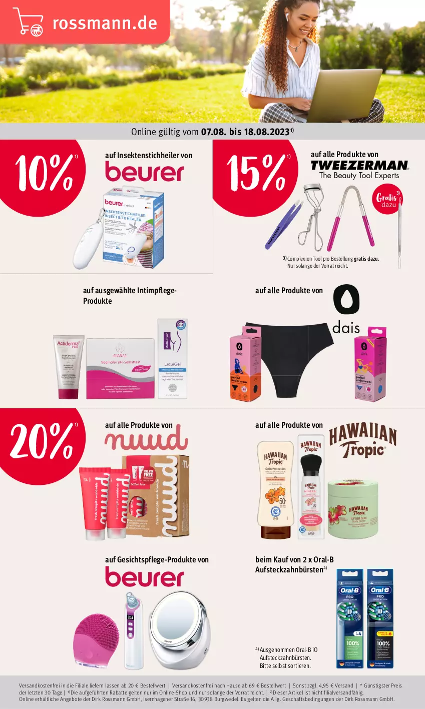 Aktueller Prospekt Rossmann - Prospekte - von 07.08 bis 11.08.2023 - strona 15 - produkty: angebot, angebote, bürste, bürsten, eis, gesichtspflege, LG, ndk, oral-b, reis, sekt, Ti, Tiere, versandkostenfrei, wedel, zahnbürste, zahnbürsten, ZTE