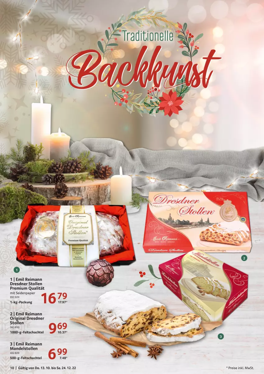 Aktueller Prospekt Selgros - Praesente - von 13.10 bis 24.12.2022 - strona 10 - produkty: braten, Dresdner Stollen, eis, gin, mandel, mwh, papier, reis, Stollen, Ti