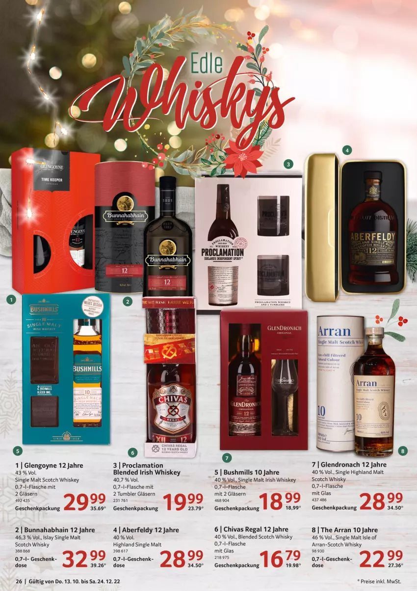 Aktueller Prospekt Selgros - Praesente - von 13.10 bis 24.12.2022 - strona 26 - produkty: blended scotch, blended scotch whisky, eis, flasche, geschenkpackung, gin, Gläser, irish whiskey, islay single malt, regal, reis, scotch, scotch whisky, single malt, Ti, whiskey, whisky