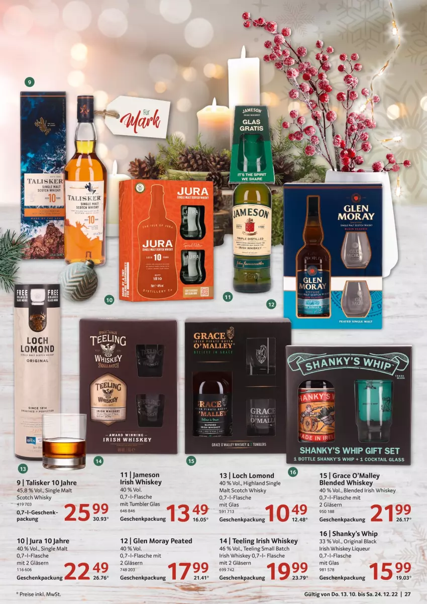 Aktueller Prospekt Selgros - Praesente - von 13.10 bis 24.12.2022 - strona 27 - produkty: cocktail, eis, flasche, geschenkpackung, gin, Gläser, irish whiskey, jameson, Jura, lack, liqueur, reis, scotch, scotch whisky, single malt, tee, Ti, whiskey, whisky