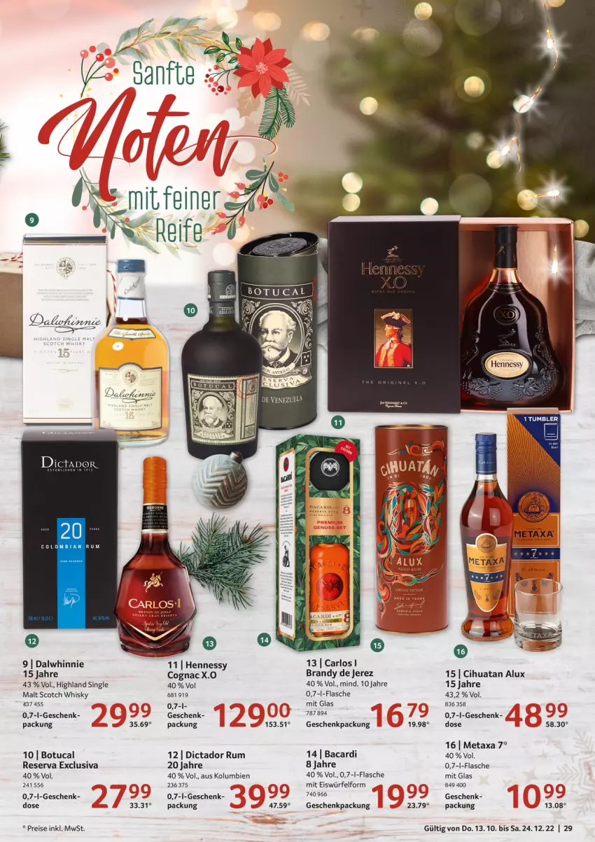 Aktueller Prospekt Selgros - Praesente - von 13.10 bis 24.12.2022 - strona 29 - produkty: arlo, bacardi, Cognac, eis, eiswürfel, flasche, geschenkpackung, Metaxa, reis, rum, scotch, scotch whisky, single malt, Ti, tuc, whisky, würfel