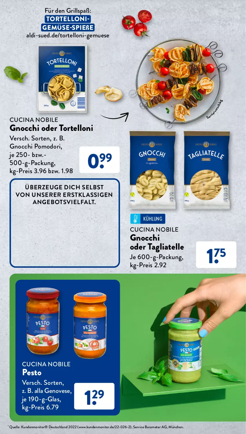 Aktueller Prospekt AldiSud - Entdecke unser Sortiment - von 01.08 bis 31.08.2023 - strona 13 - produkty: aldi, angebot, cin, eis, elle, genovese, gnocchi, grill, monitor, pesto, reis, tagliatelle, torte, tortelloni