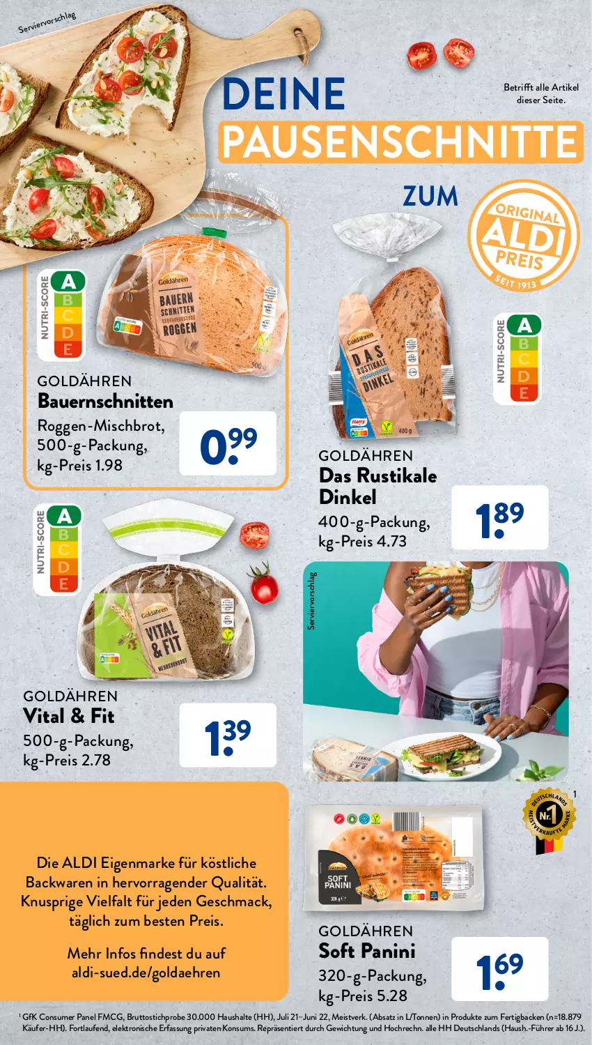 Aktueller Prospekt AldiSud - Entdecke unser Sortiment - von 01.08 bis 31.08.2023 - strona 6 - produkty: aldi, auer, backwaren, Bau, Bauer, brot, brut, eis, Elektro, HP, Laufen, mac, reis, schnitten, Ti, vita