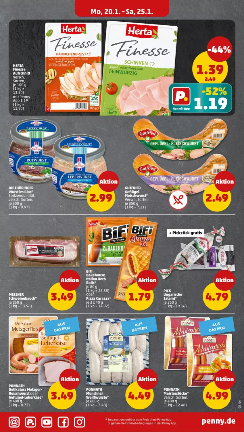 Aktueller Prospekt Penny - Prospekte - von 20.01 bis 25.01.2025 - strona 5 - produkty: bifi, eis, fleisch, fleischwurst, Geflügel, hähnchenbrust, herta, Käse, leberkäs, leberkäse, pizza, ponnath, reis, salami, spitzenqualität, Ti, wurst