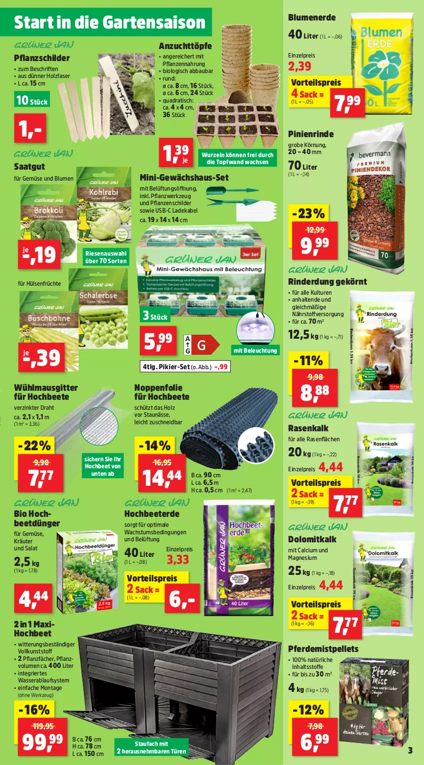 Aktueller Prospekt Thomas Philipps - von 27.01 bis 01.02.2025 - strona 3 - produkty: Abba, Bau, beleuchtung, bio, blume, blumen, blumenerde, Calcium, deka, Draht, dünger, eis, elle, erde, früchte, Garten, Gewächshaus, Holz, hülsenfrüchte, kräuter, ladekabel, LG, magnesium, Maus, Pellets, pflanze, pflanzen, quad, rasen, reis, rind, rinder, sac, salat, senf, Ti, tisch, topf, usb, vorteilspreis, wasser, werkzeug